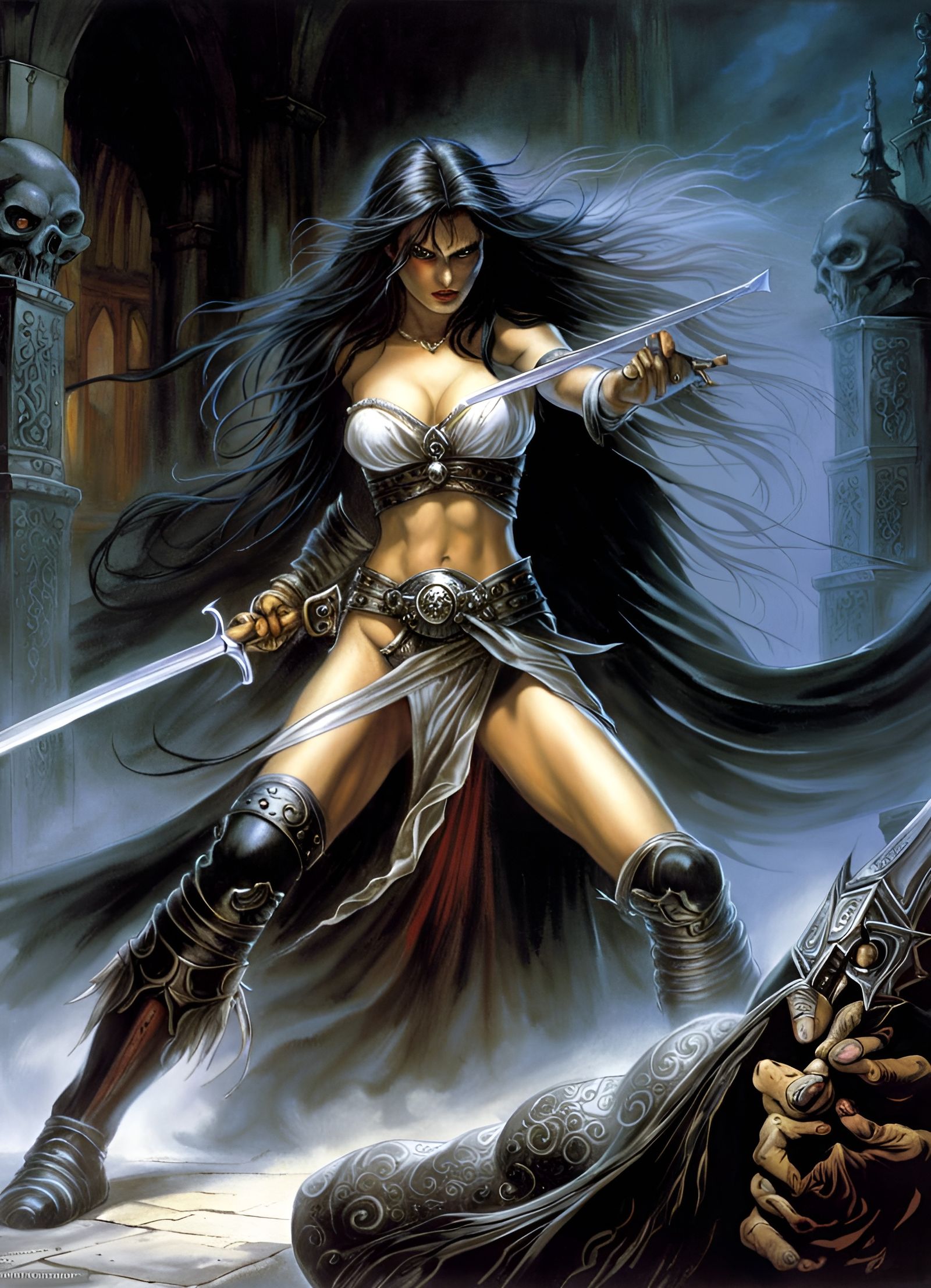 Sorceress vs Orc Warrior in Dark Dungeon