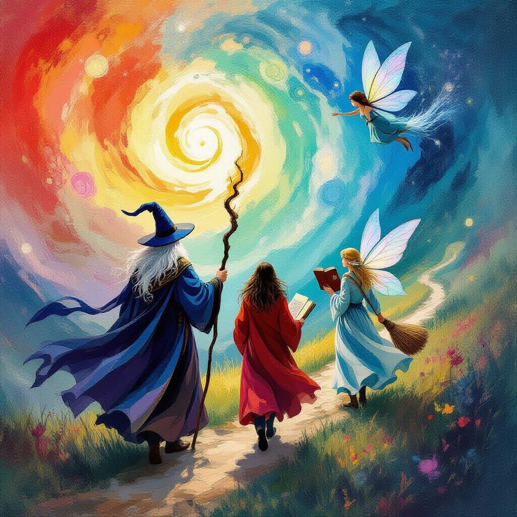 Fantasy Adventure Through Swirling Dreamlike Landscapes