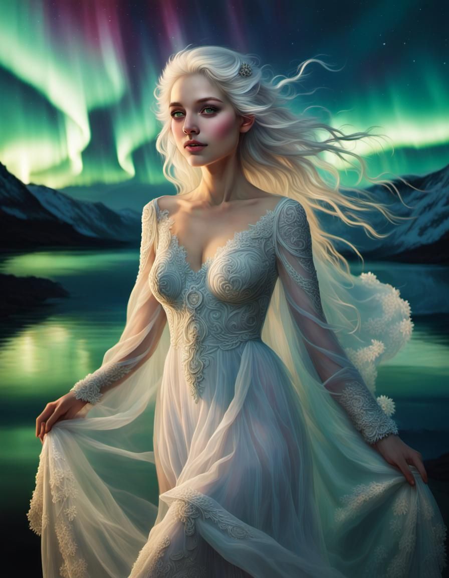 Divine Feminine Goddess in Bioluminescent Bloomcore Forest