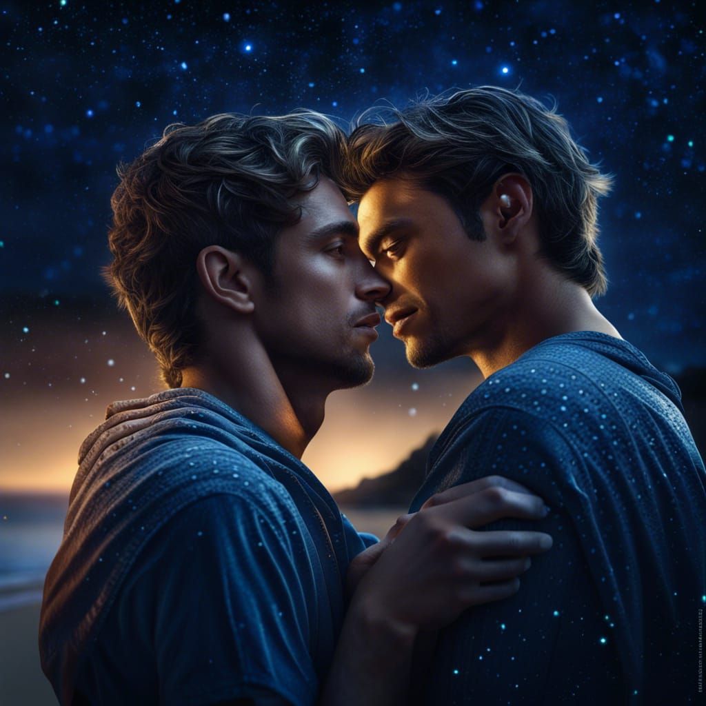 Moonlit Embrace: Joyful Moment on a Starry Beach