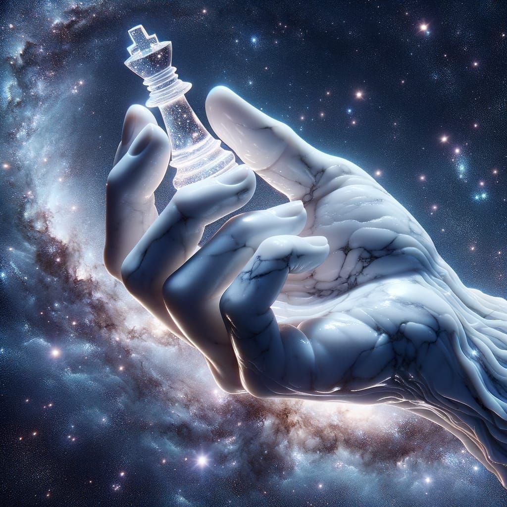 Marble Hand Holding Crystal Chess Piece