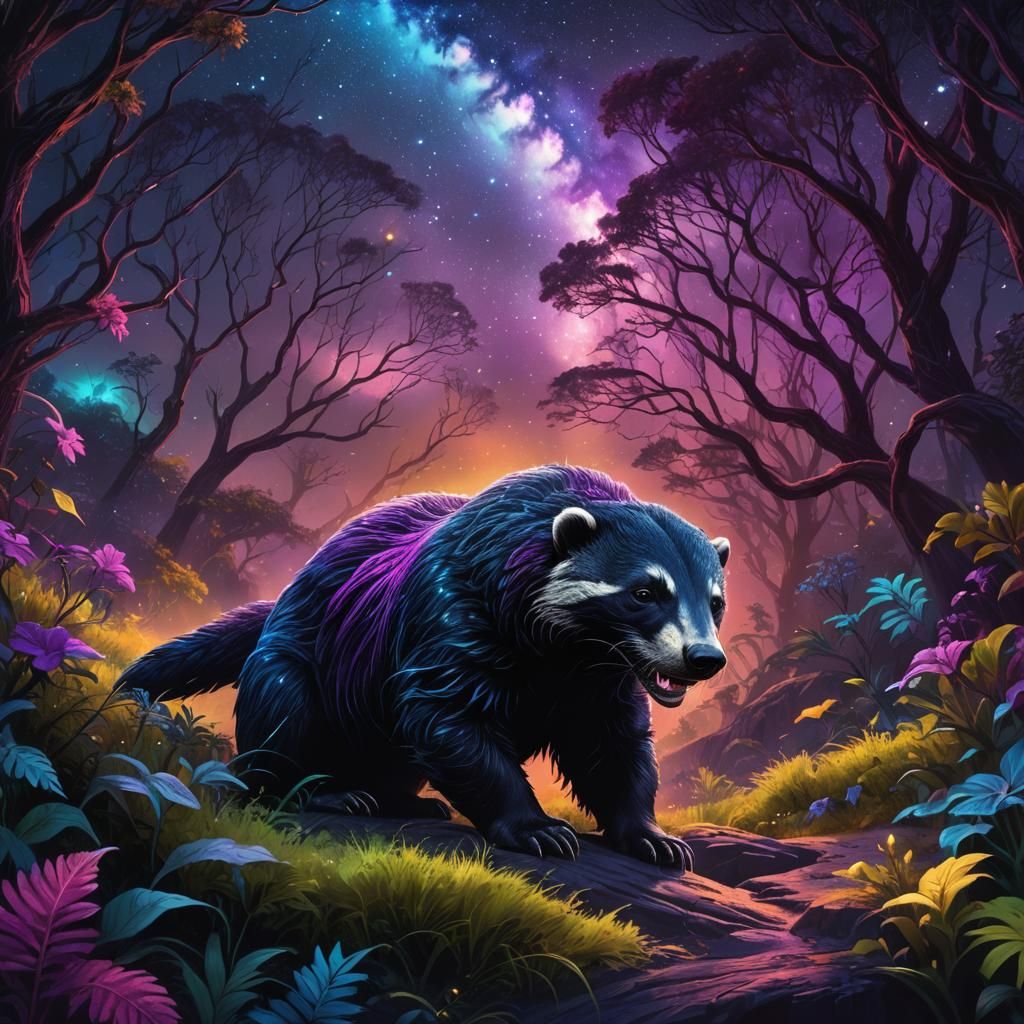 A majestic honey badger