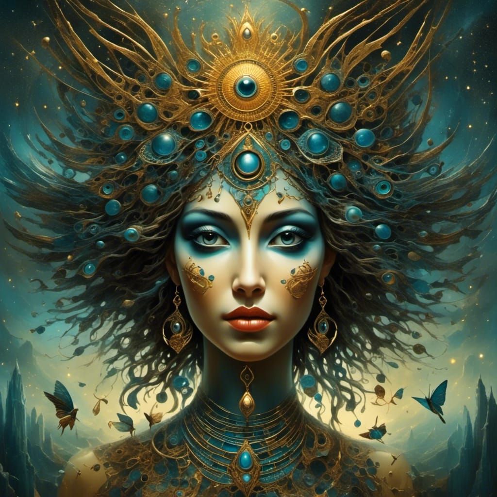 Cyberpunk Goddess of the City at Night