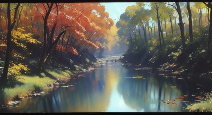 Rainbow Watercolour Painting in Heidelberg School Style