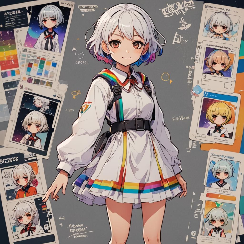 Anime Girl Character Sheet in Manga Style