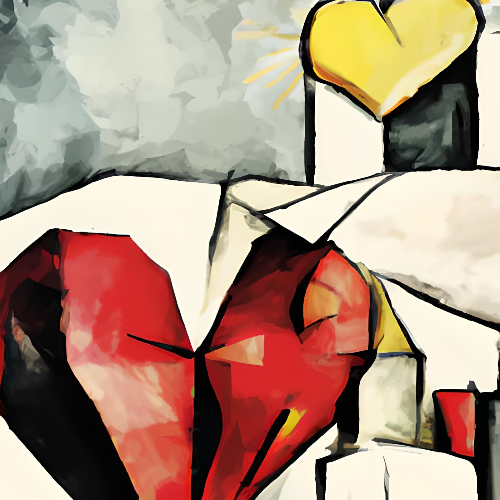 Abstract Cubist Painting Evokes Heartland Emotion