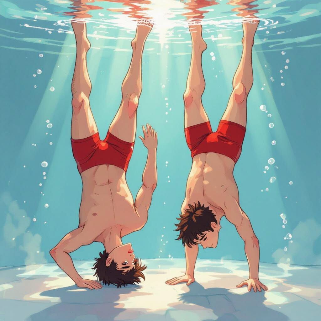 Underwater Handstand: A Dreamy Watercolor Painting