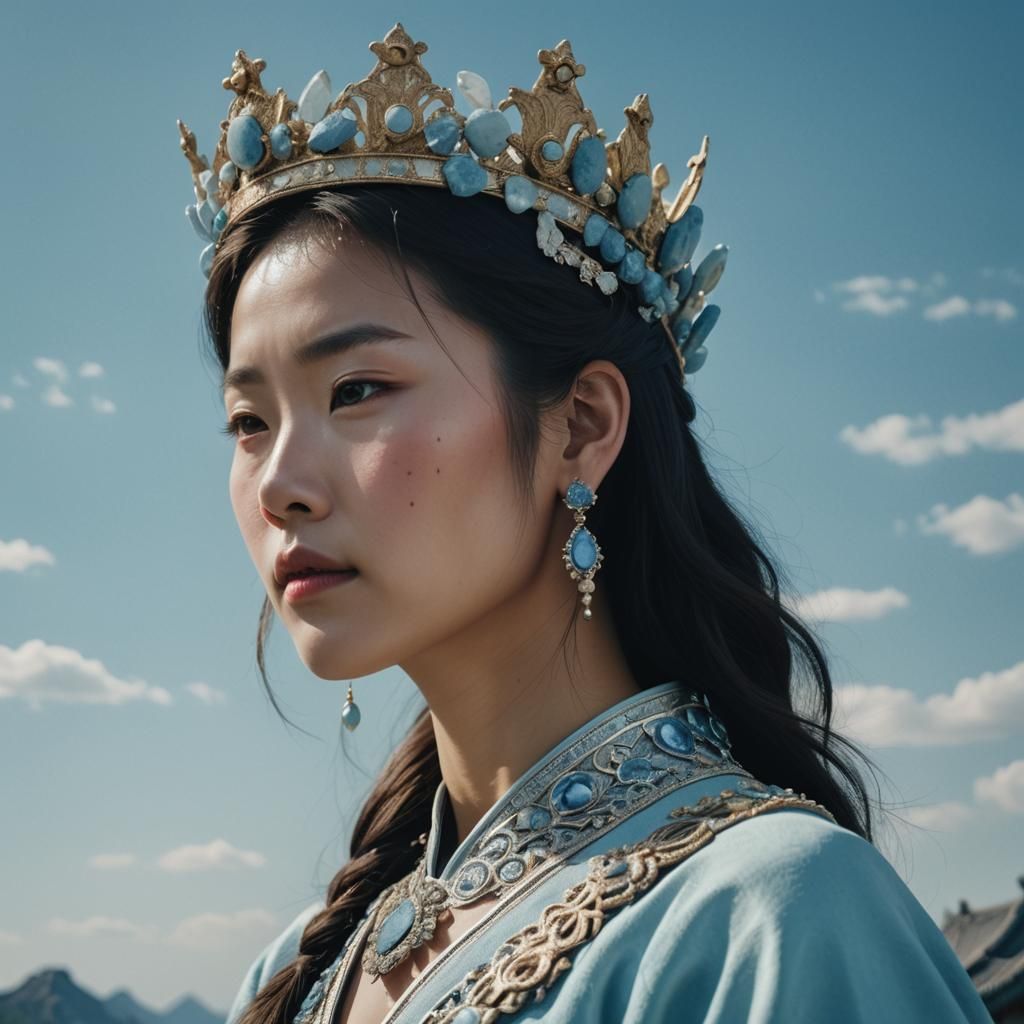 Dramatic Portrait of Chinese Woman with Crown