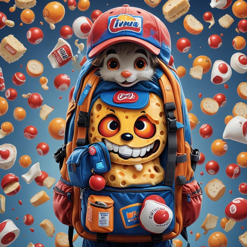 Tube Cheese Snack Mascot with Baseball Hat