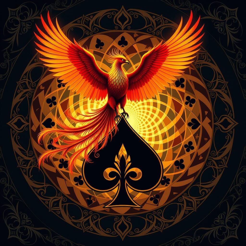 Majestic Phoenix on Ornate Spade in Baroque Style