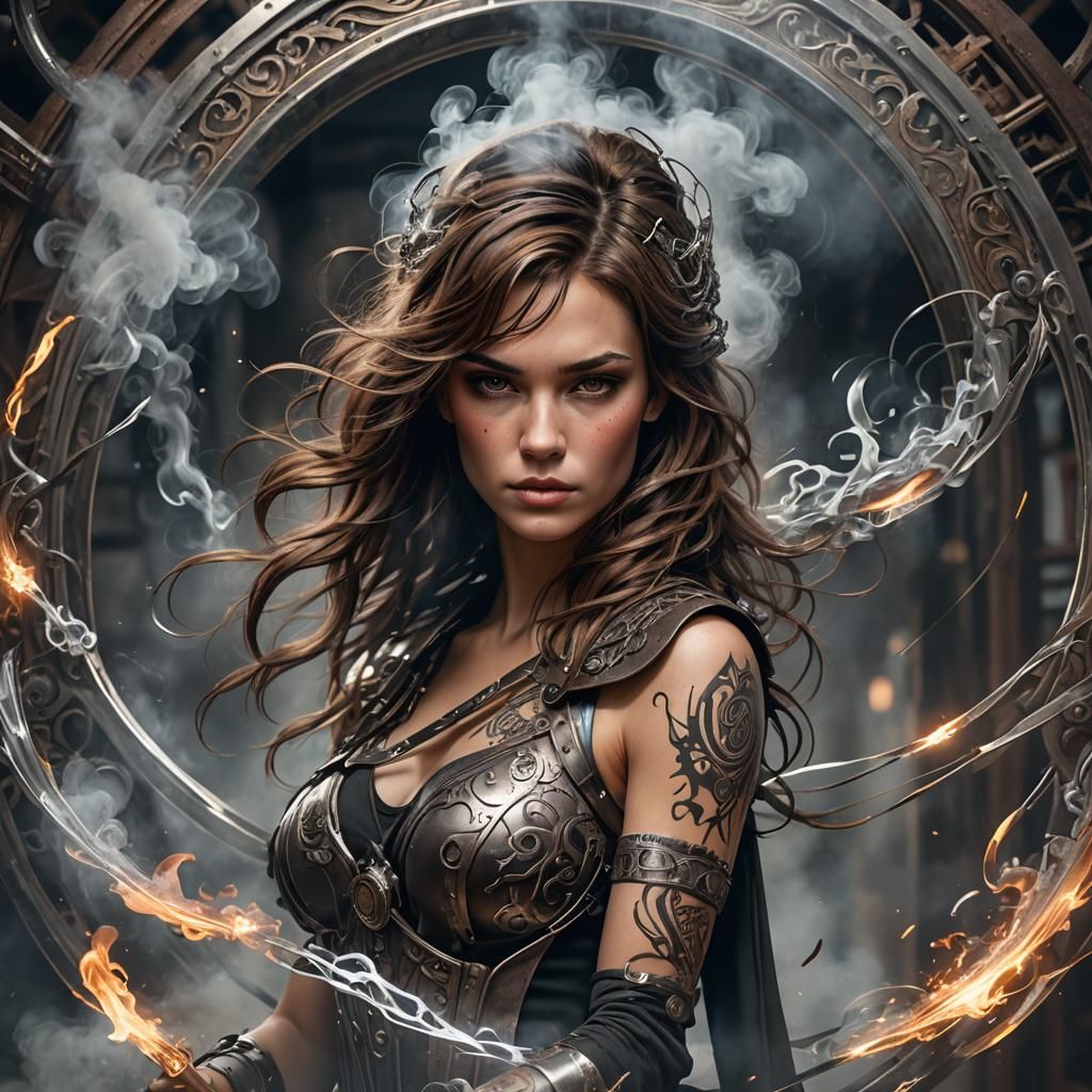 Steel Strands Woman: Hyperdetailed Professional Photography