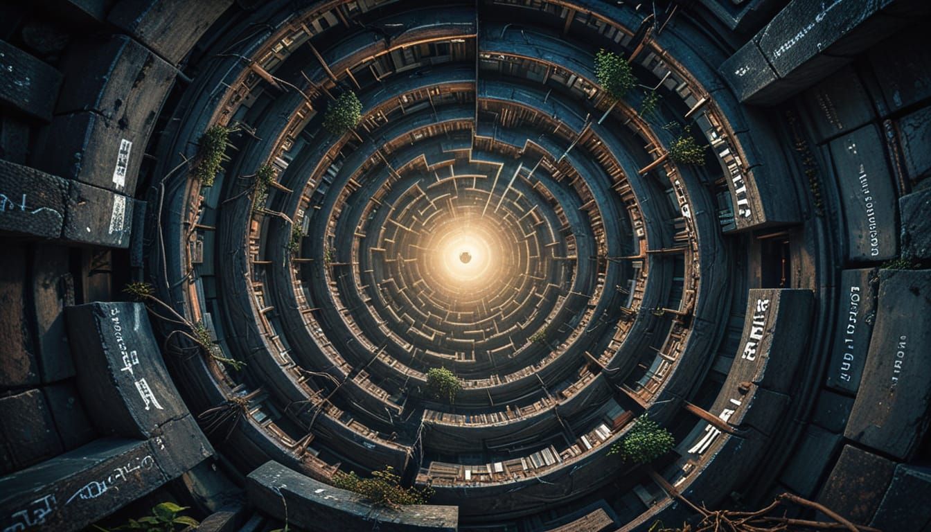 Fractured Thoughts Labyrinth in Ethereal Twilight