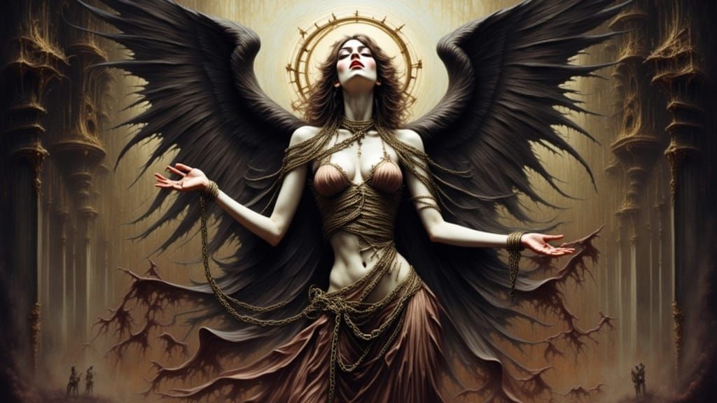 Gothic Fallen Angel in Chains