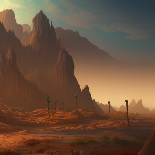 Detailed Desert Zone Matte Painting in 8K