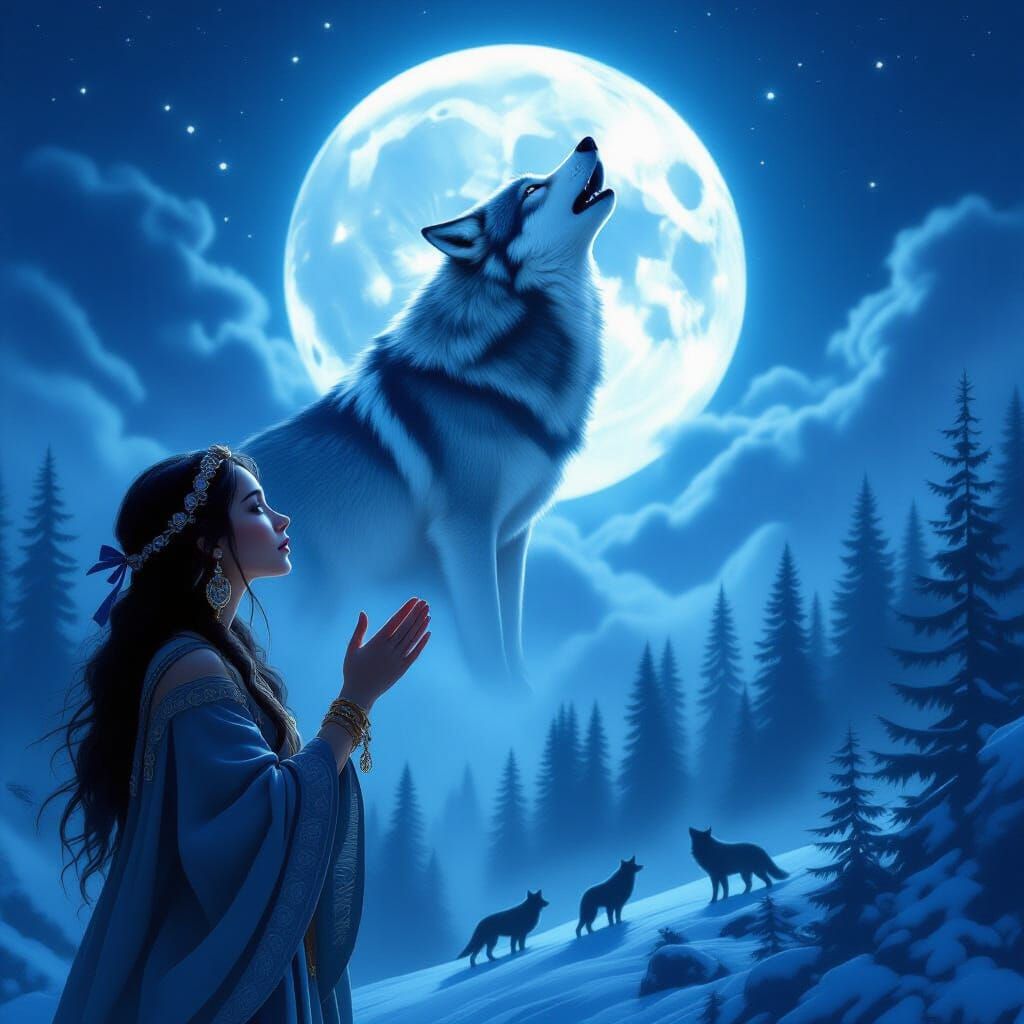 Mystical Wolf Summoning: Digital Fantasy Art