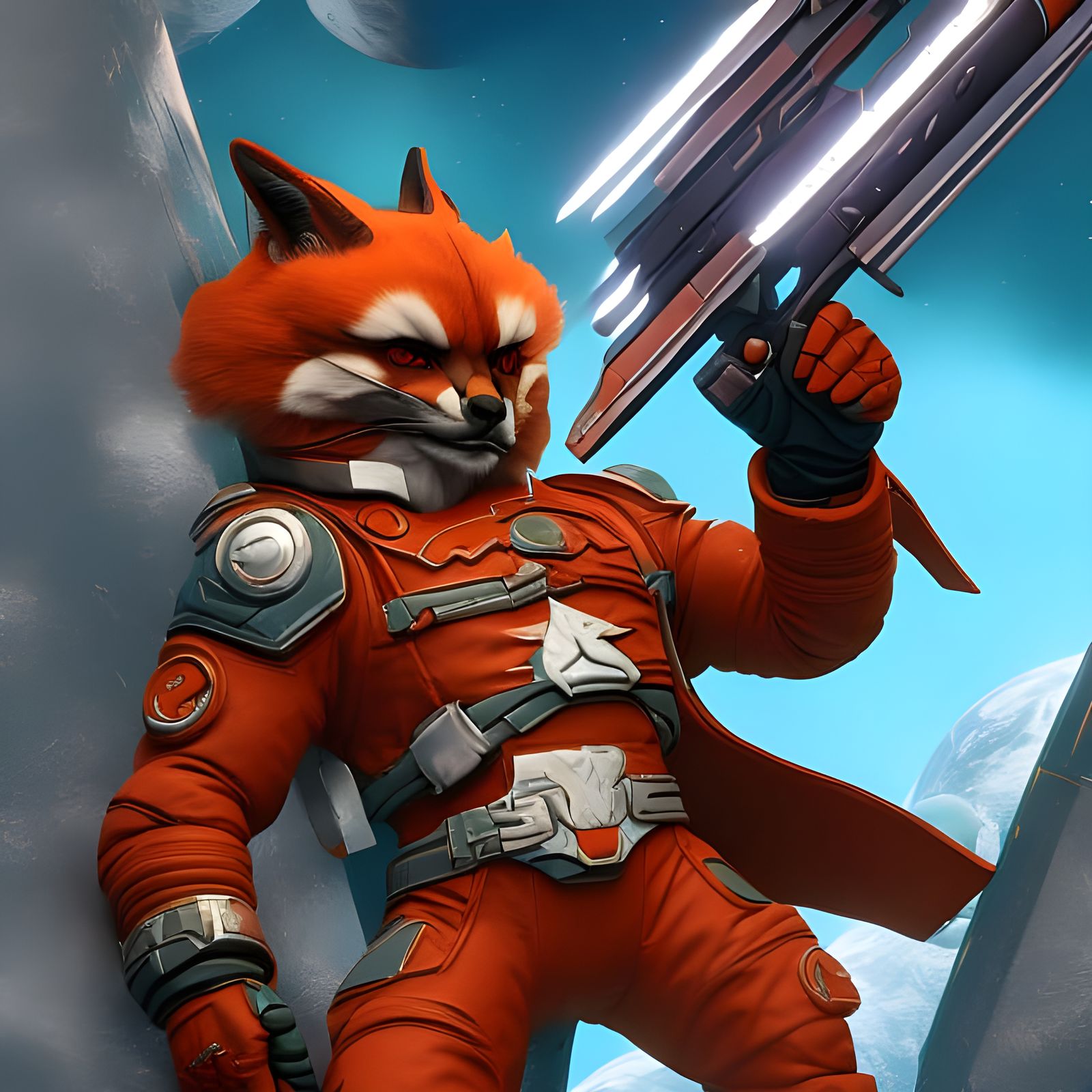 Fox McCloud Gazing at Space, 3D Digital Art
