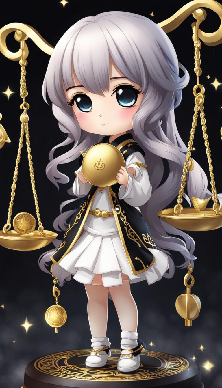 Chibi Girl with Libra Scale