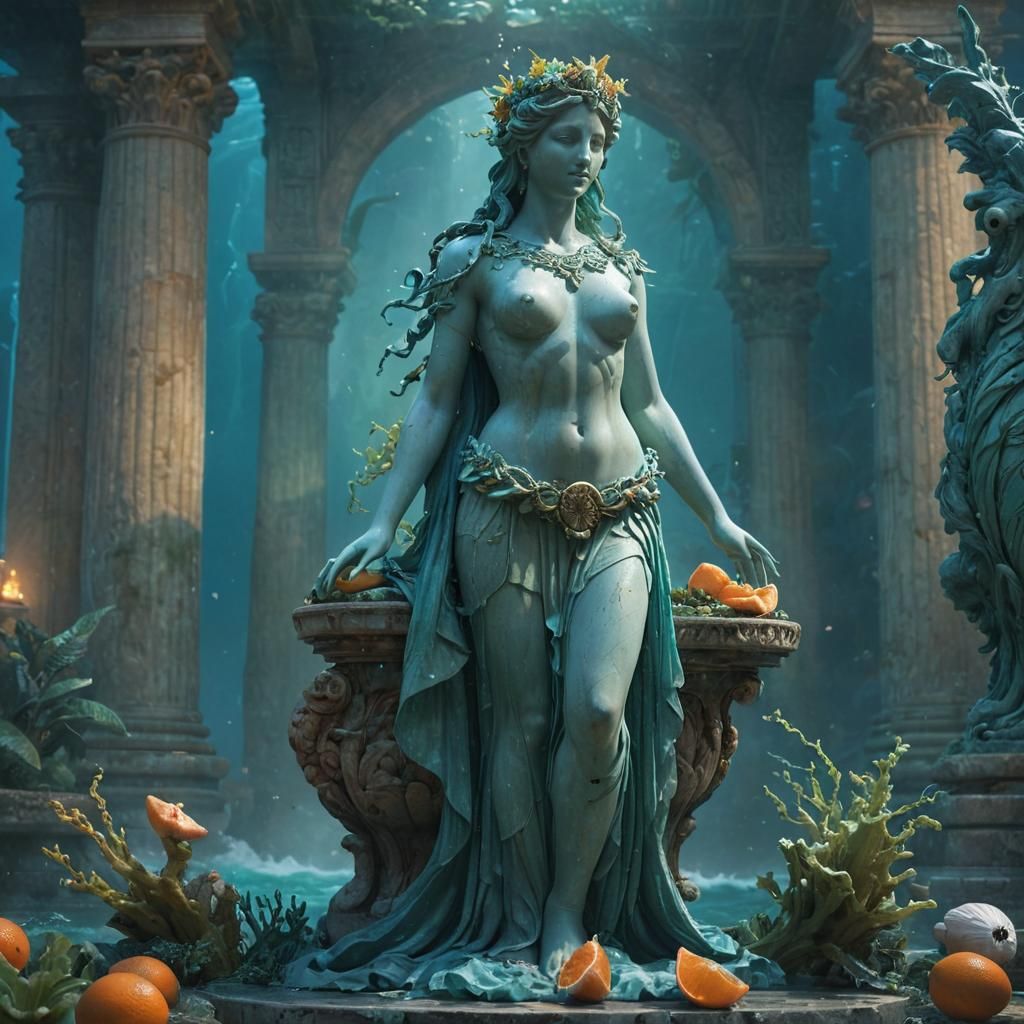 Aphrodite Statue in a Mysterious Temple