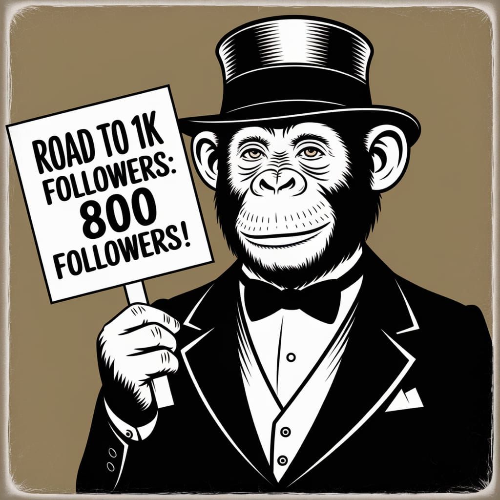 Mafia Chimp Celebrates 800 Followers in Vintage Photo