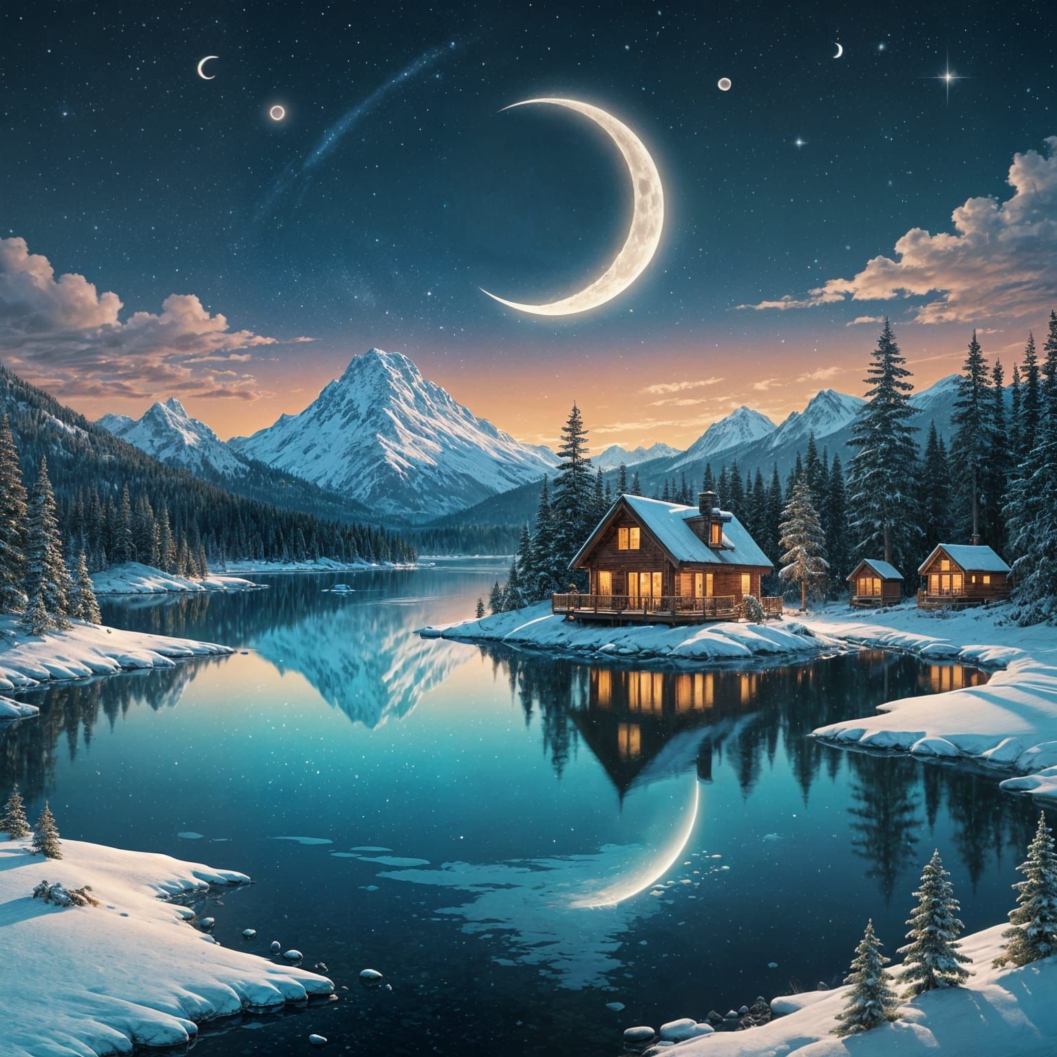 Crescent Moon Island: A Digital Illustration