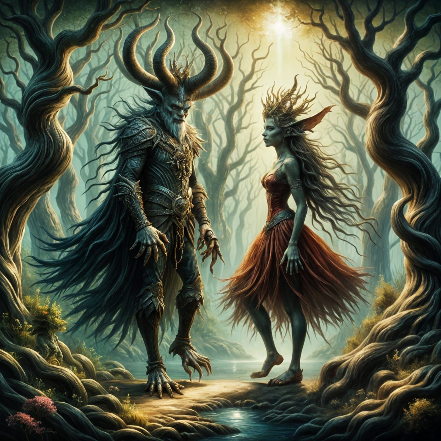 Goblin King and Queen in Mystical Arcadian Swamp