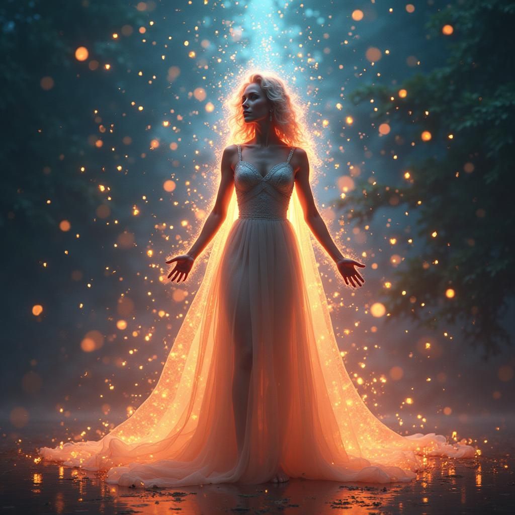 Radiant Woman Manifests Magical Self with Affirmations