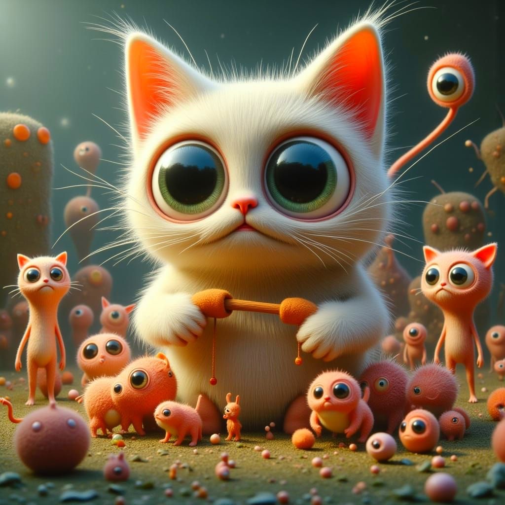 Whimsical, Creepy Cute Cat in a Dreamlike State