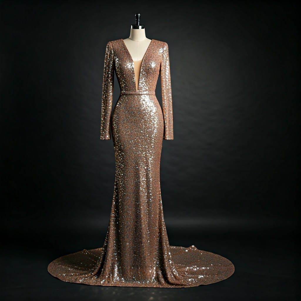 Glamorous Sequin Gown Radiates Luxury in Sparkling Light