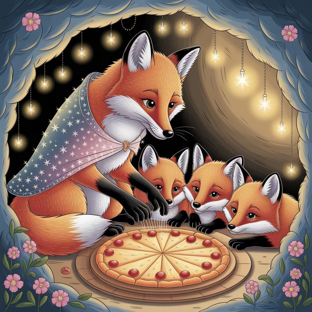 Fox Family Pizza Night in Cozy Burrow