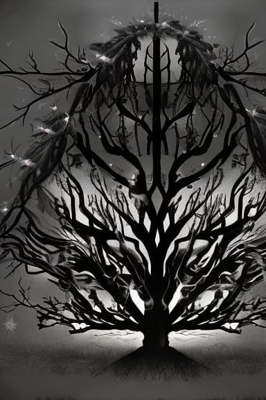 Goth Yule Tree in Dark Fantasy Art