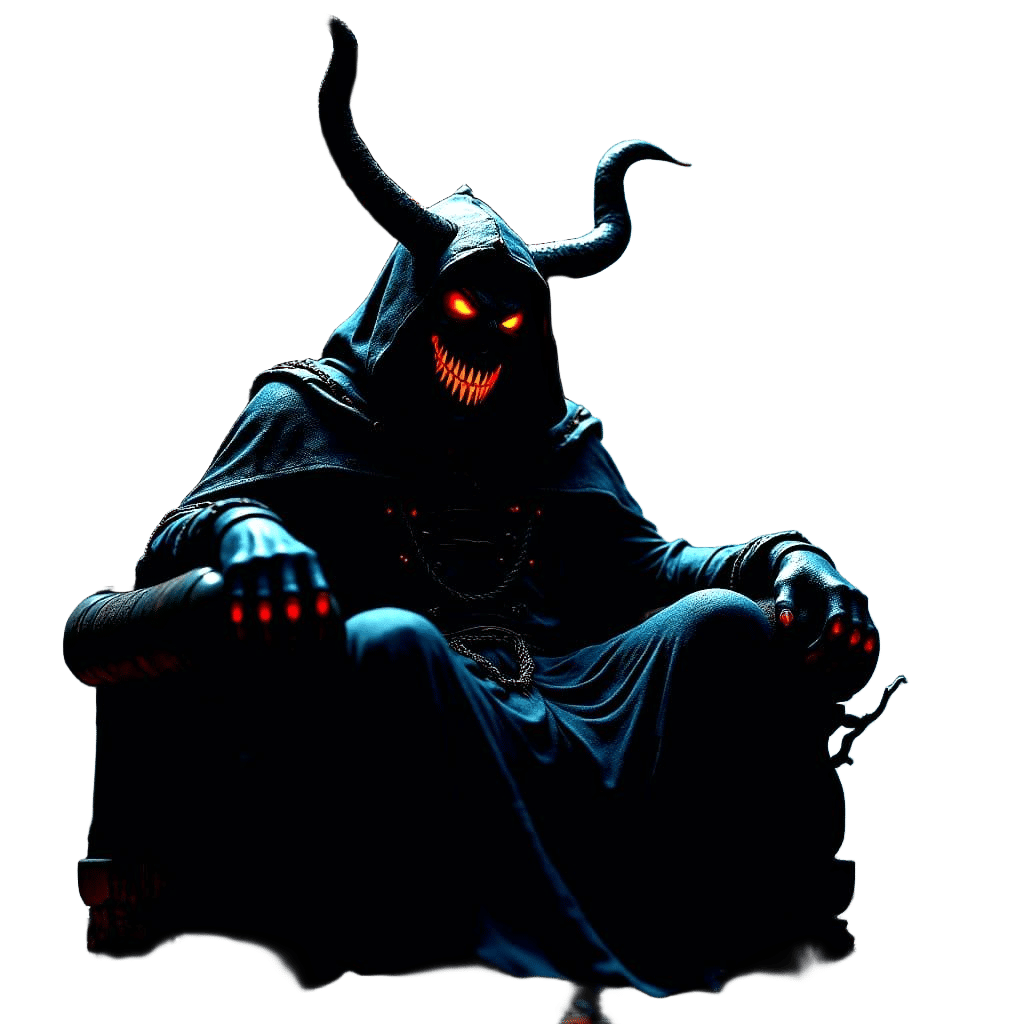 Faceless Devil on Black Throne: Hyperrealistic Digital Art