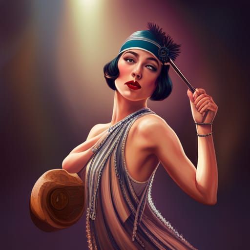 Flapper Girl and Dandy Dancing the Charleston