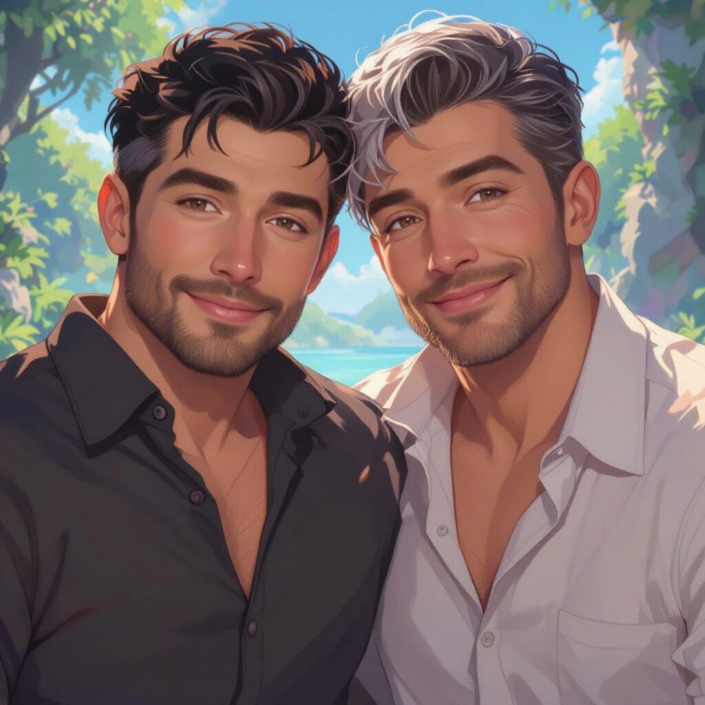 Gay Couple in Serene Grotto