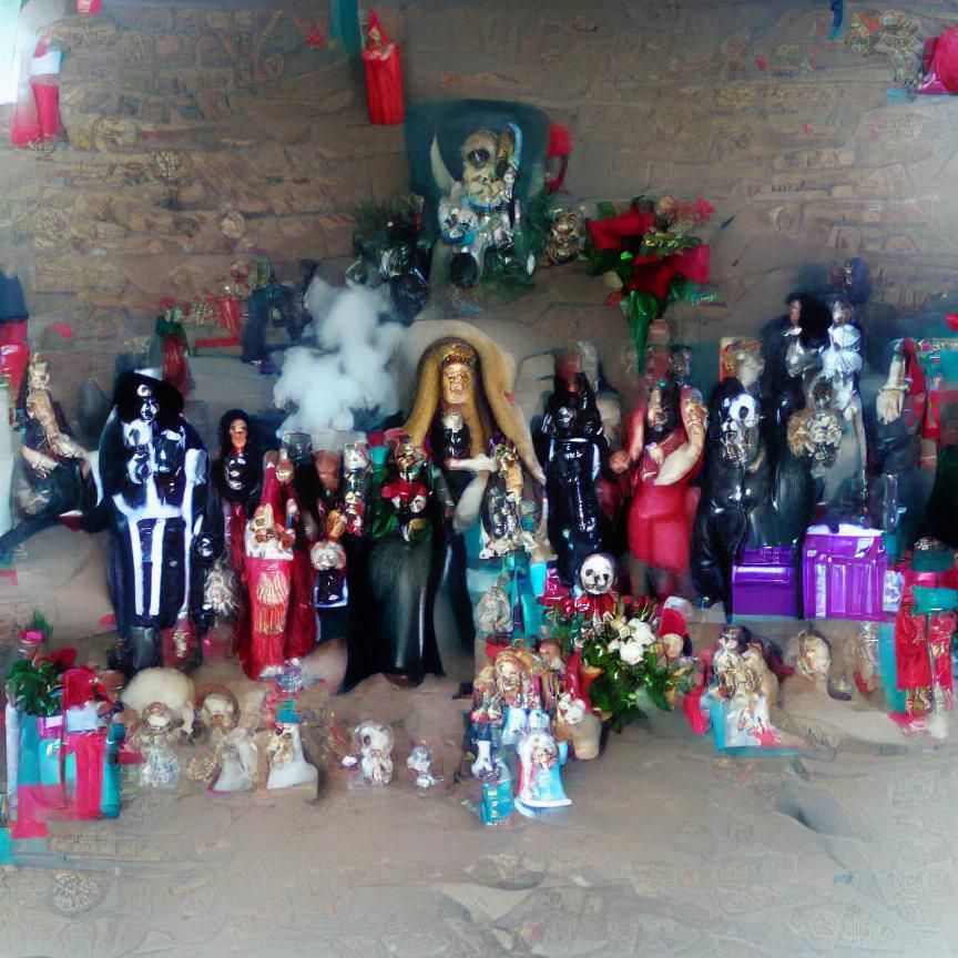 Santa Muerte Surrounded by Chthonic Deities