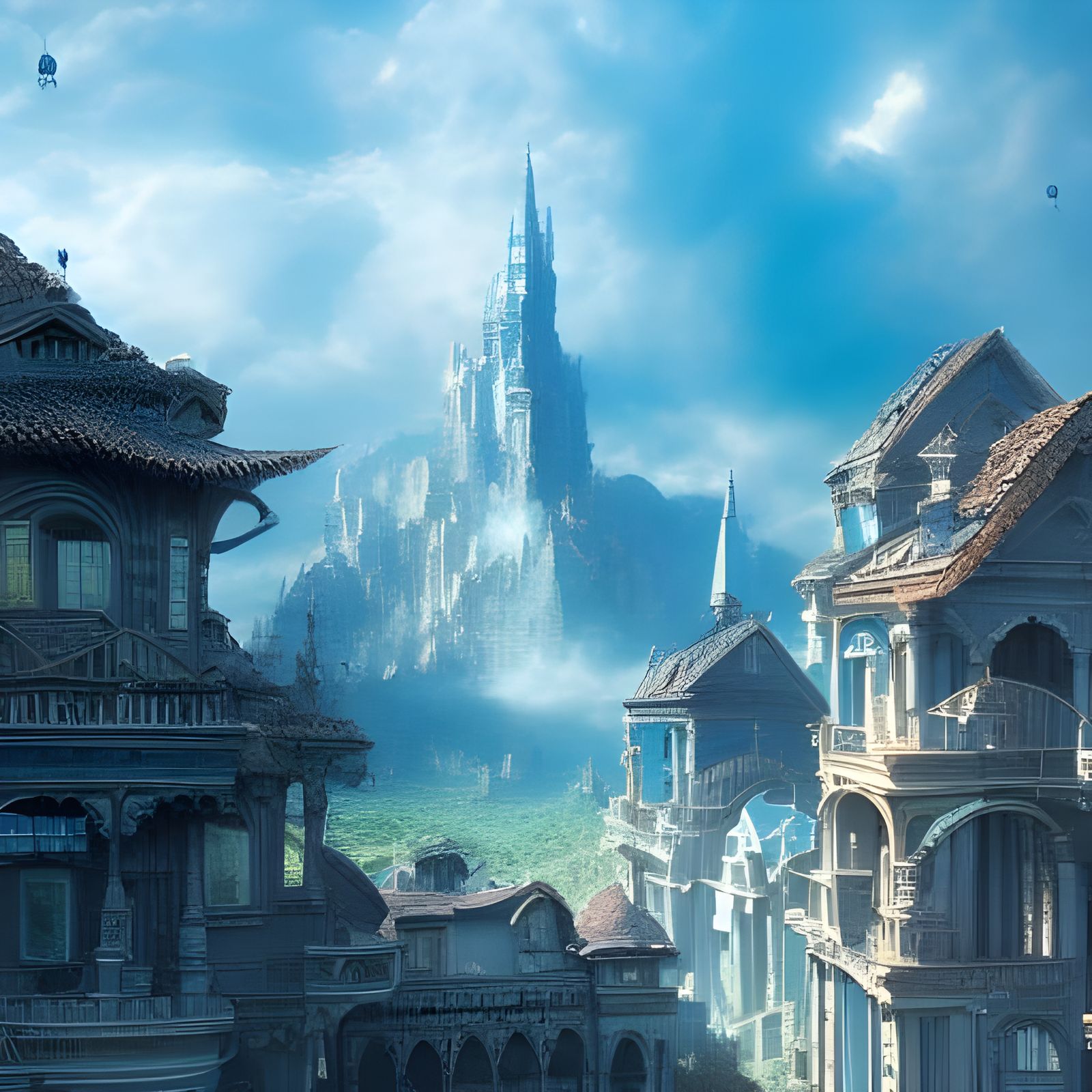 Epic Blue Sky in Digital Matte Painting Style
