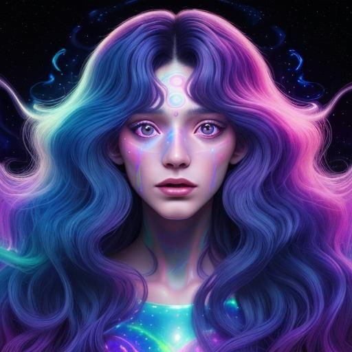 Cosmic Scream: Holographic Astral Illustration