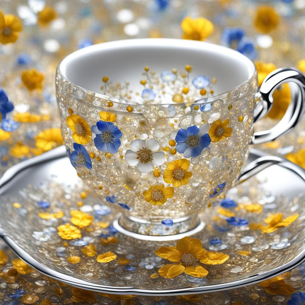 Blossom Stained Glass Teacup in Klimt Style