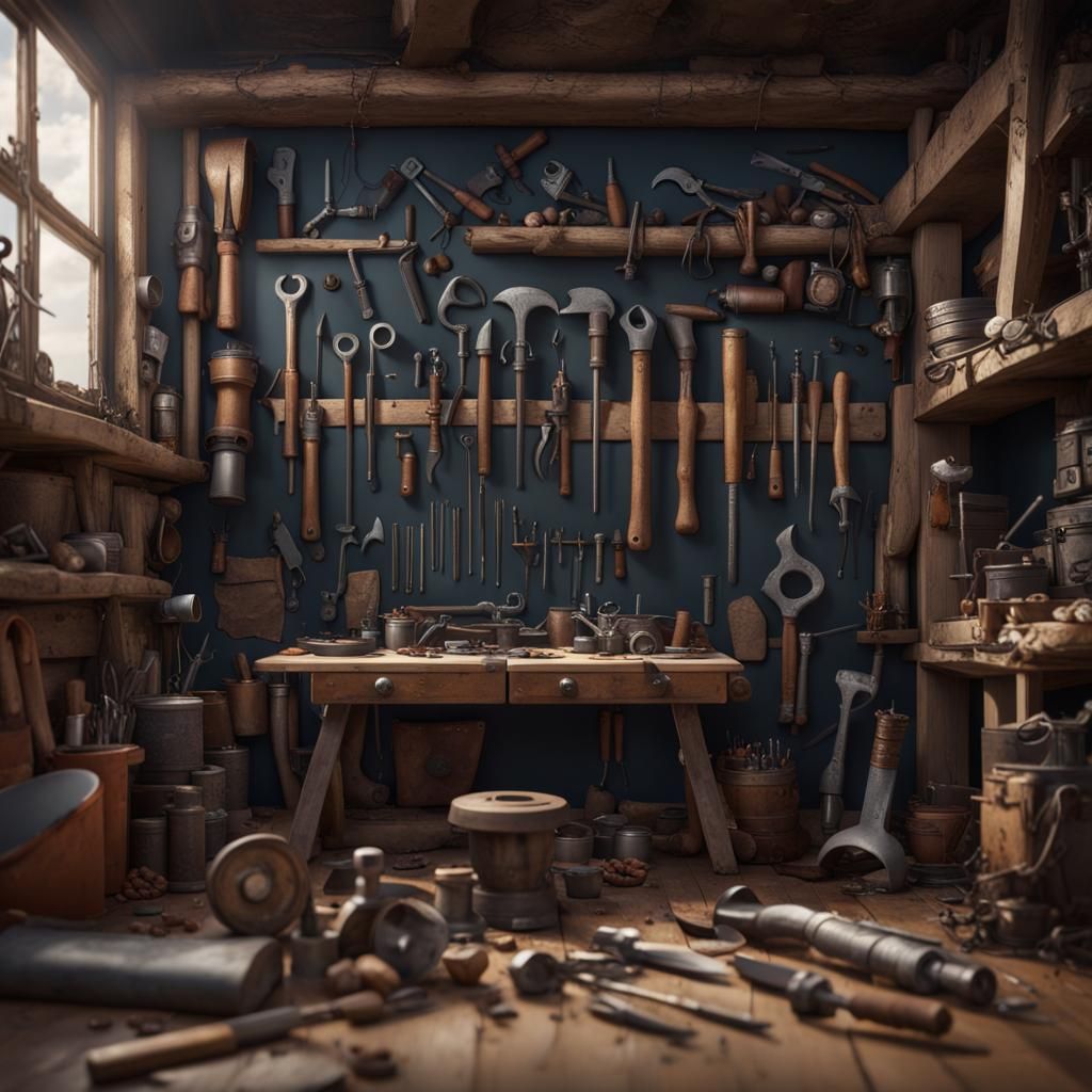 Repair and Mend Phrase with Tools in Digital Art