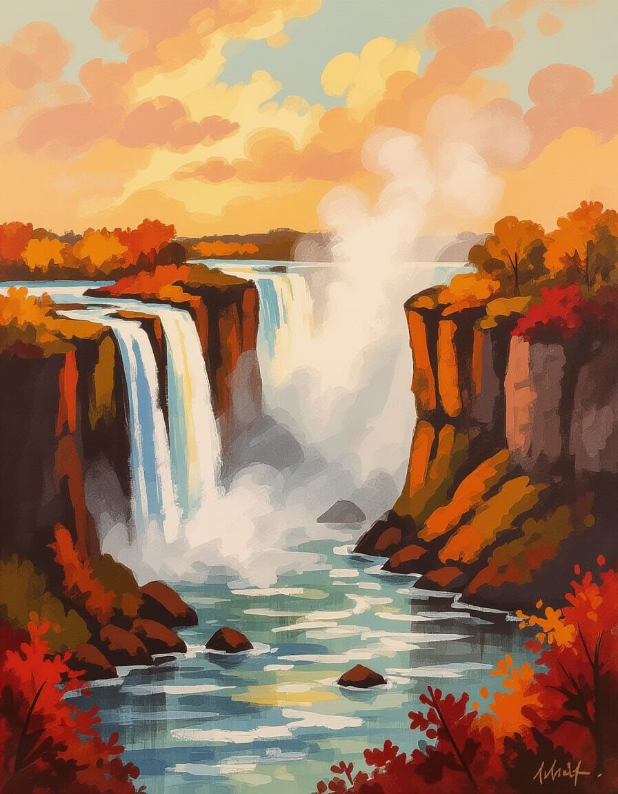 Victoria Falls in Autumn Chalk Art