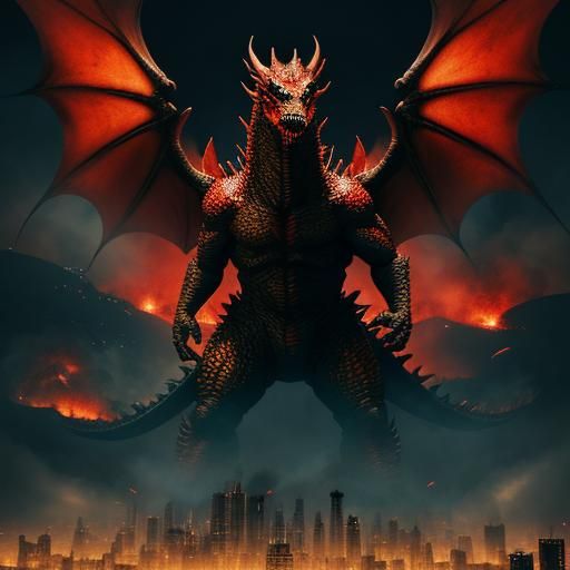 King Ghidorah Rampage: A Kaiju Monster Close-Up