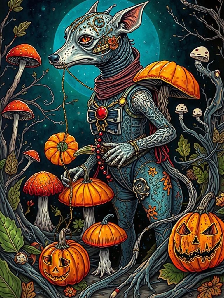 Witchy GI Joe in Mystical Harvest, Alcohol Ink Art