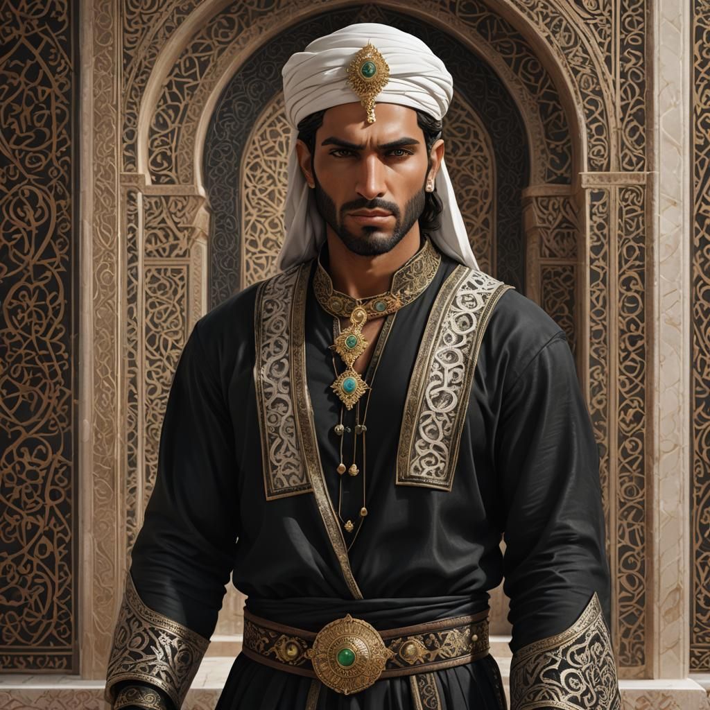 Middle-Eastern God Portrait in Alhambra Interior