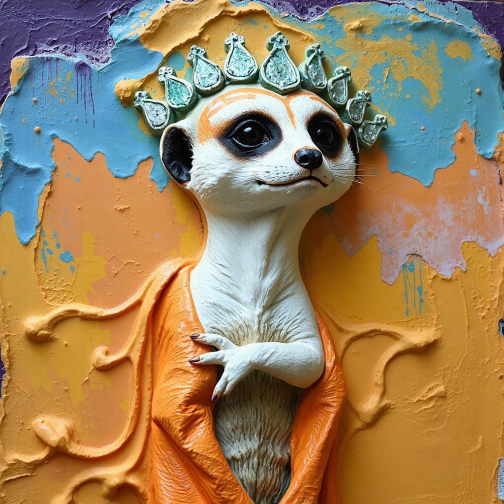 Vibrant Meerkat in Celestial Cosmetics, Embossed Relief on H...