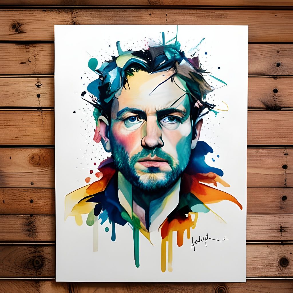 Abstract Lynx Portrait with Marbling and Splatter Effects