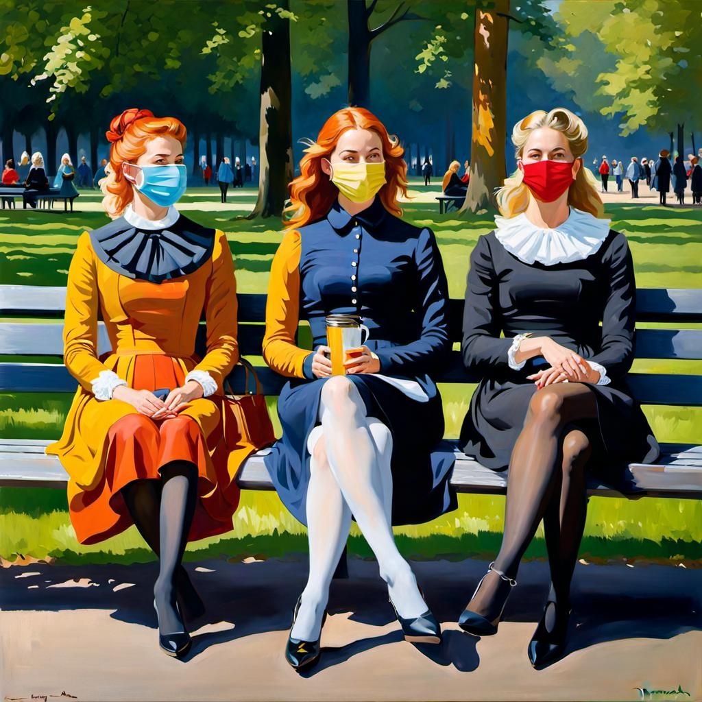 Colorful Oil Painting: Danish Girls in Copenhagen