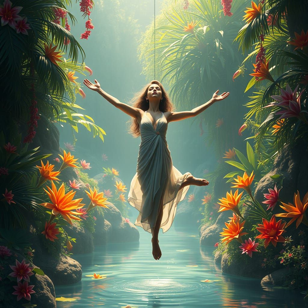 Surreal Goddess in Harmony with Nature