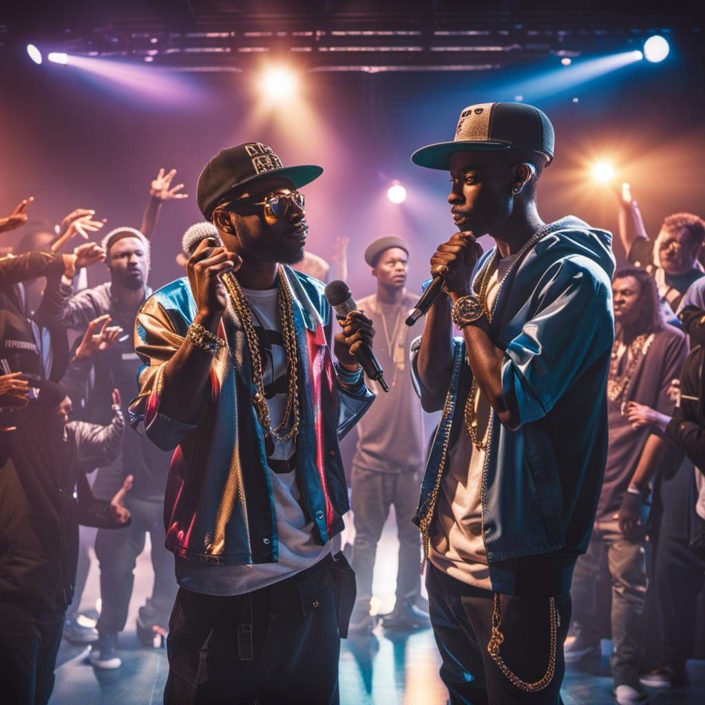Intense Hip Hop Battle in Street Art Style