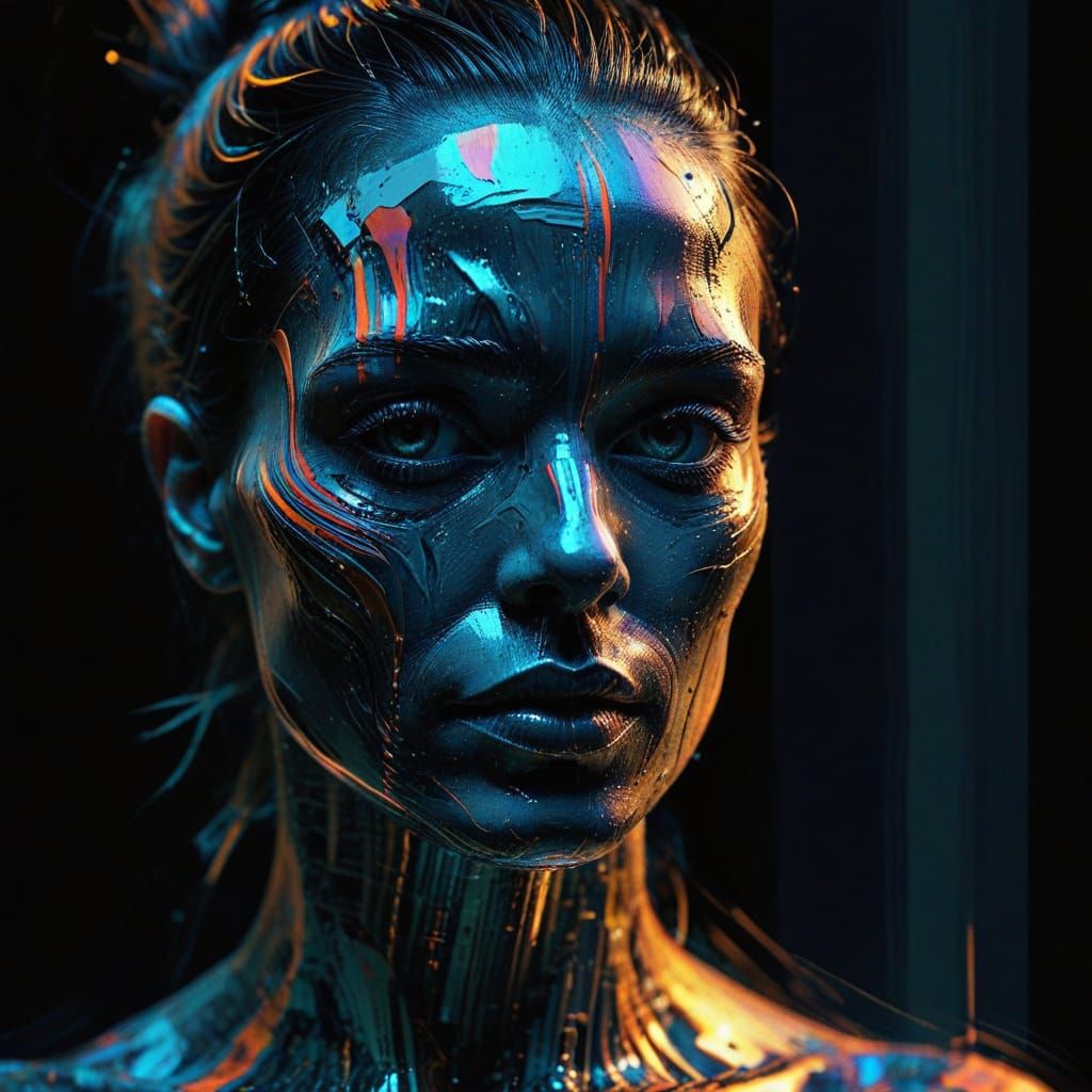 Distorted Human Silhouette in Glitch Art Style