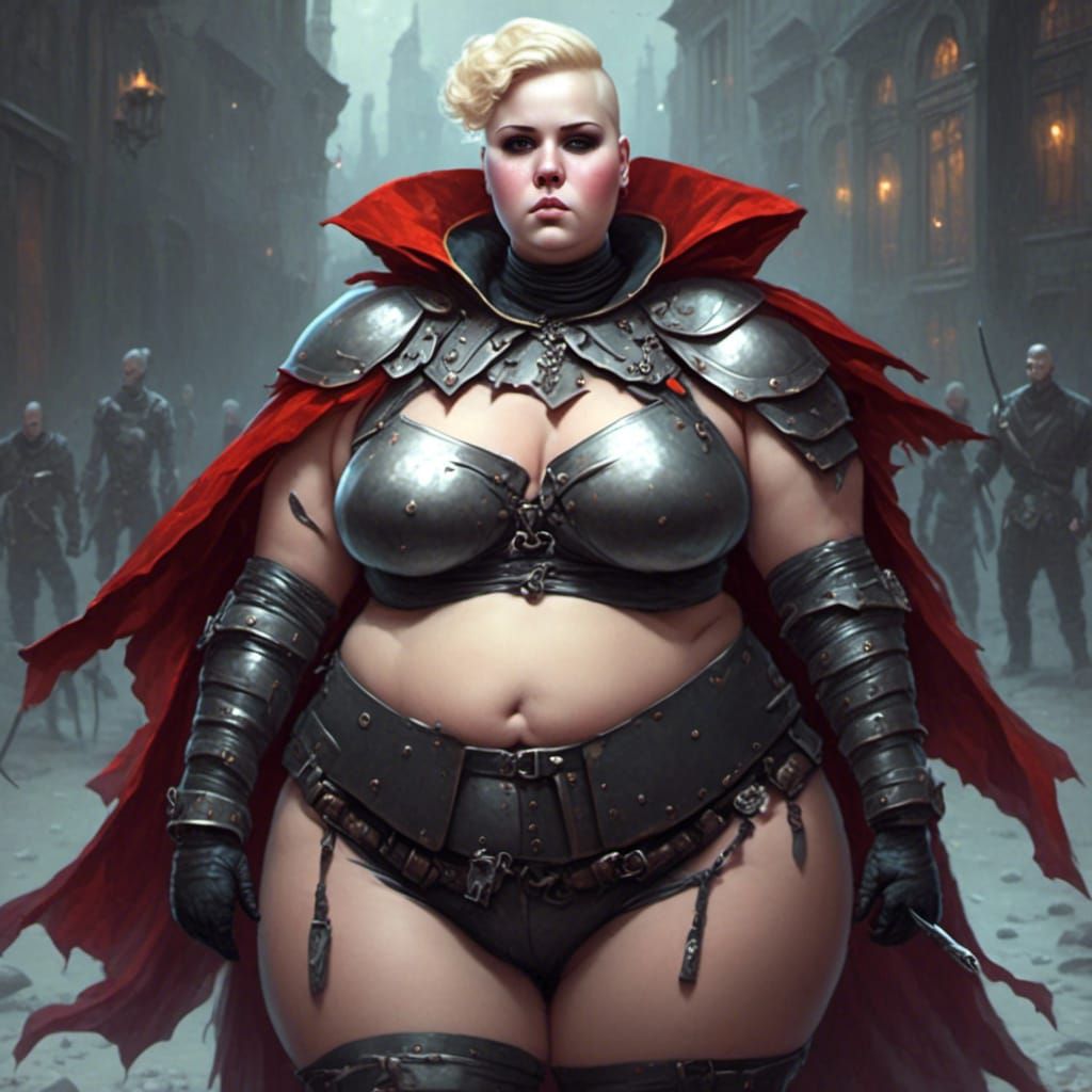 Curvy Blonde Captain of the Guard in Armor