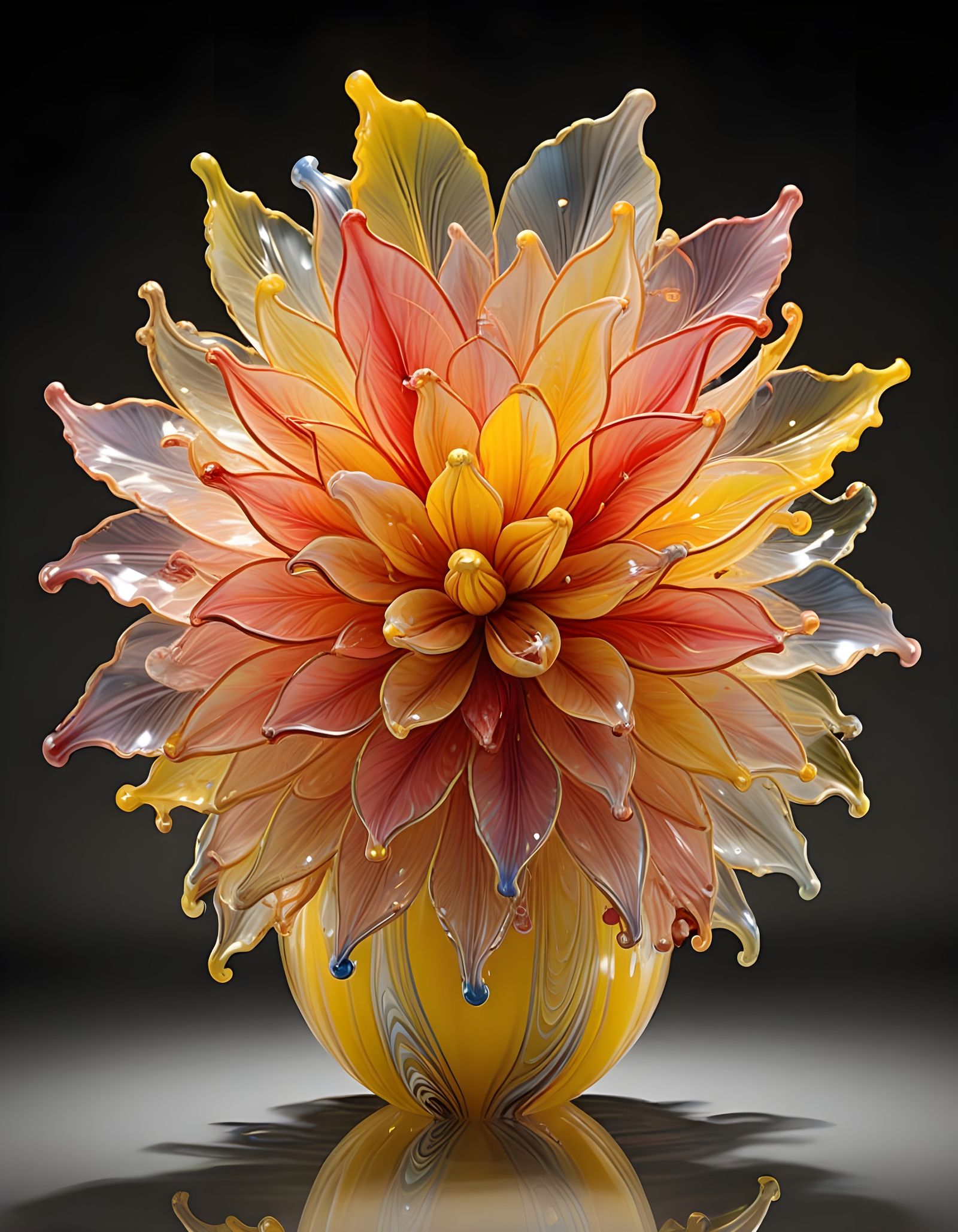 Vibrant Murano Glass Sculpture in Abstract Bloom